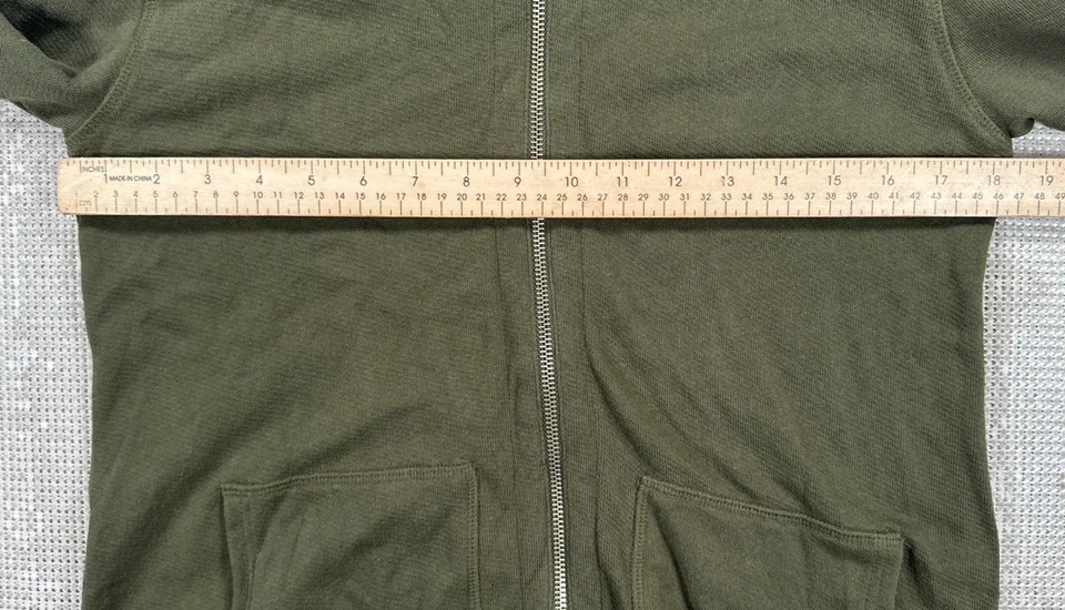 ATM French Terry Hoodie Full Zip Raw Hem Sleeve Green Cotton Women’s  Medium - Image 4 of 4