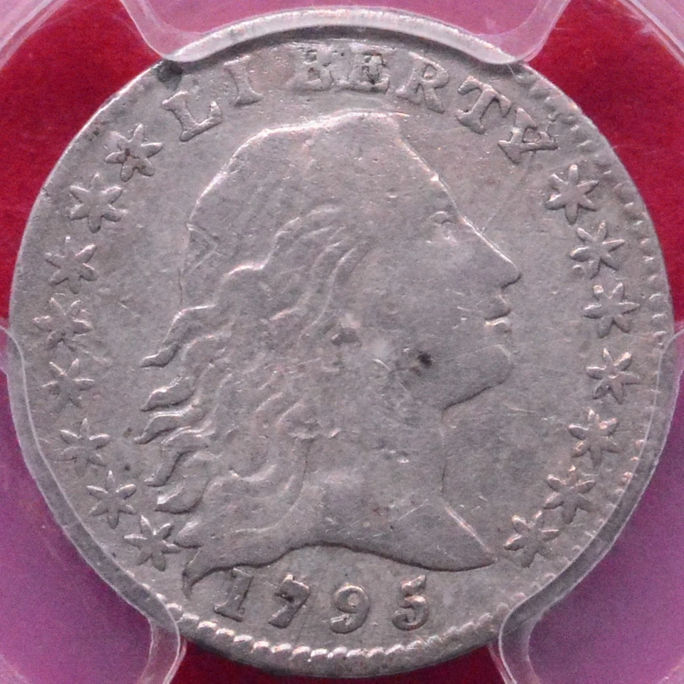 ¡PCGS EN MUY BUEN ESTADO! MEDIO CENTAVO CABELLO SUELTO 1795 Foto 2 de 4