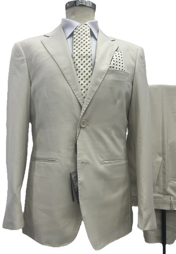 ABITO UOMO MADE IN ITALY BEIGE CHIARO FRESCO LANA TASMANIA 46 48 50 52 54 56 58 - Imagen 4 de 13