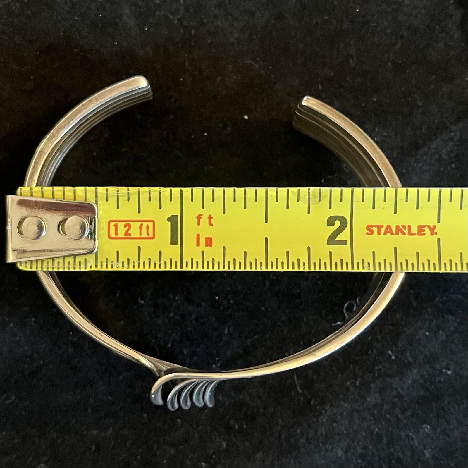 Sterling Silver Signed Wave Cuff Bracelet Modern … - image 10