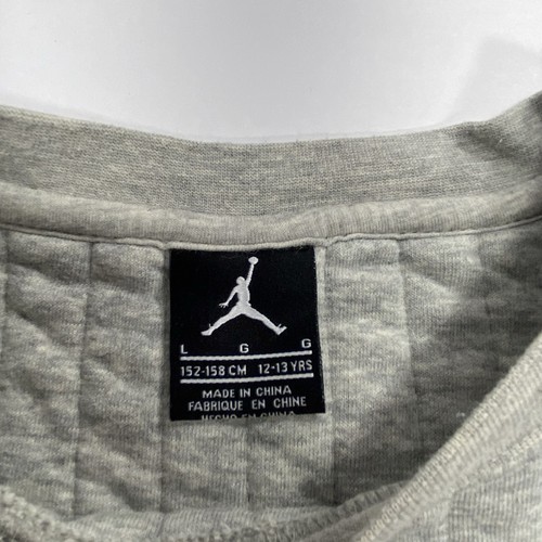 Nike Air Jordan Youth Boys Large 12-13 Yrs Quilt Top Gray Pullover Sweatshirt - Picture 3 of 6