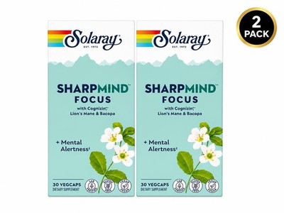 (2 Pack) Solaray Sharpmind Focus, 30 Veg Caps Ea., EXP: 08-2027+ M33