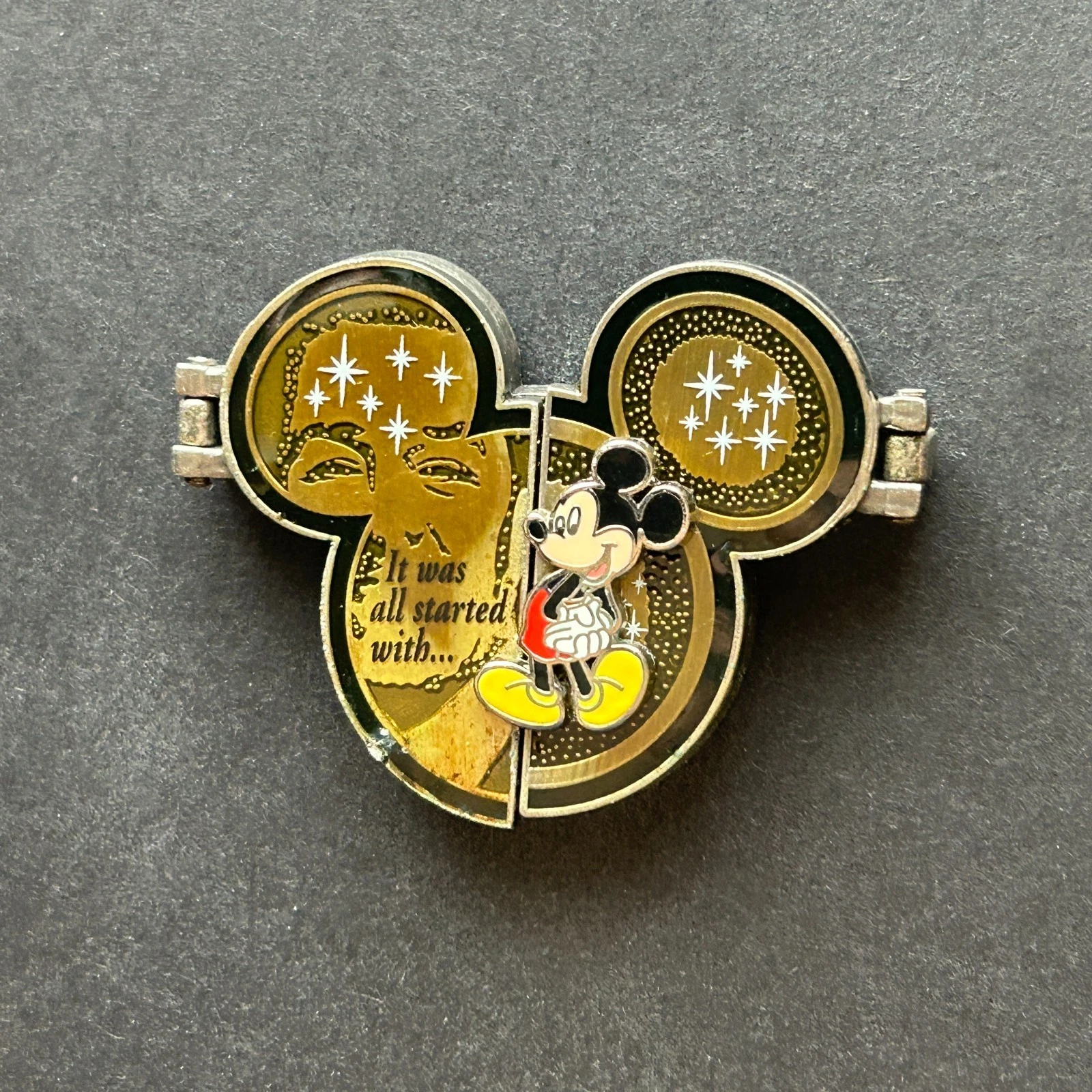Mickey Walt Disney It Was All Started With Bronze with Black Disney Pin 46072