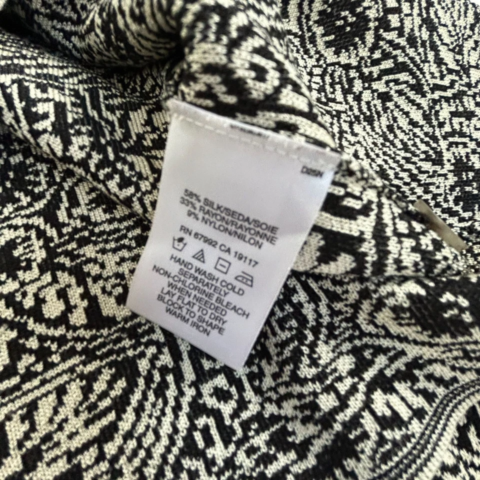 Cárdigan de punto floral blanco y negro mediano Sigrid Olsen para mujer suéter mezcla de seda Foto 4 de 4