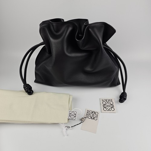 LOEWE Flamenco XL $3990 Black Leather Clutch Bag New & Authentic