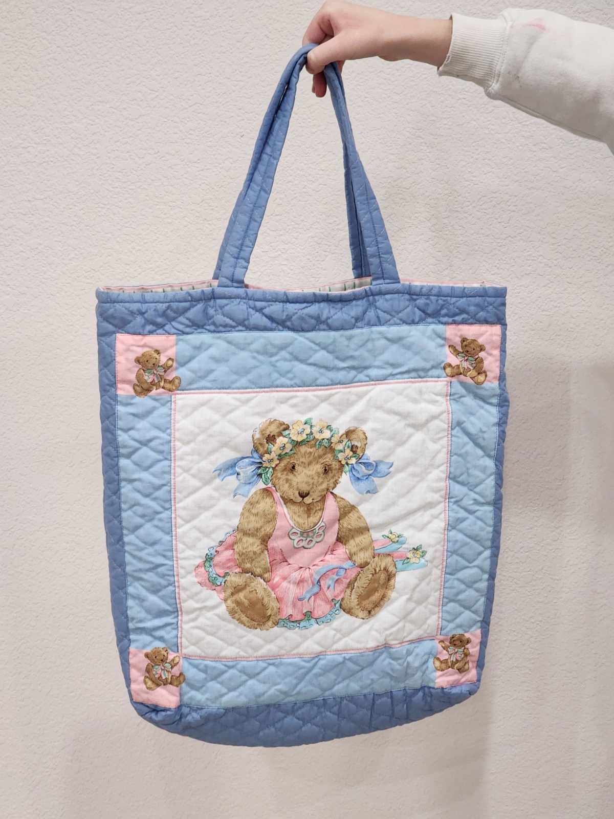 Double Sided Quilted Canves Bear Pattern Tote Sho… - image 2