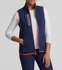 RLX Ralph Lauren Women's Terry Full-Zip Vest French Navy/Red SZ.XXL NWT$168