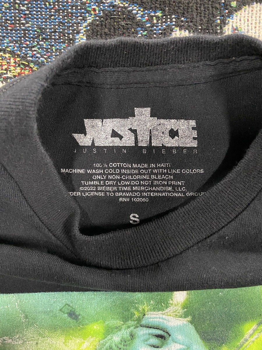 2022 Justin Bieber Justice World Tour T-Shirt Size S Black