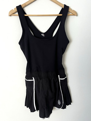 Free People Movement Easy Tiger Tennis Shortsie Romper Womens S Black Pickleball
