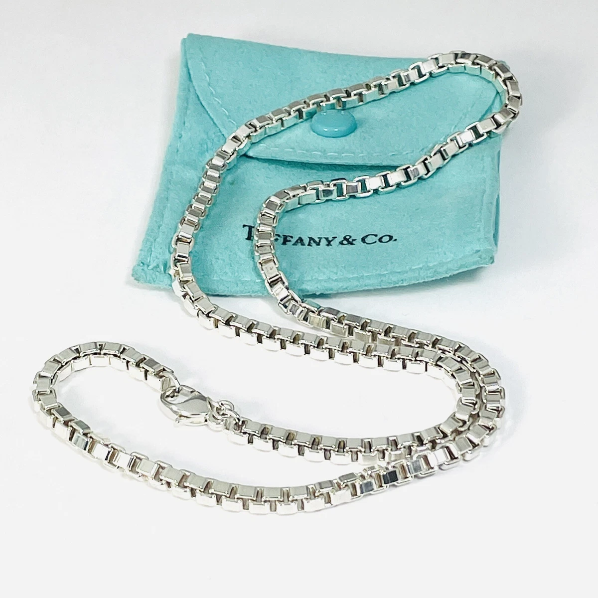 20 Tiffany Co Venetian Box Link Necklace Chain in Sterling