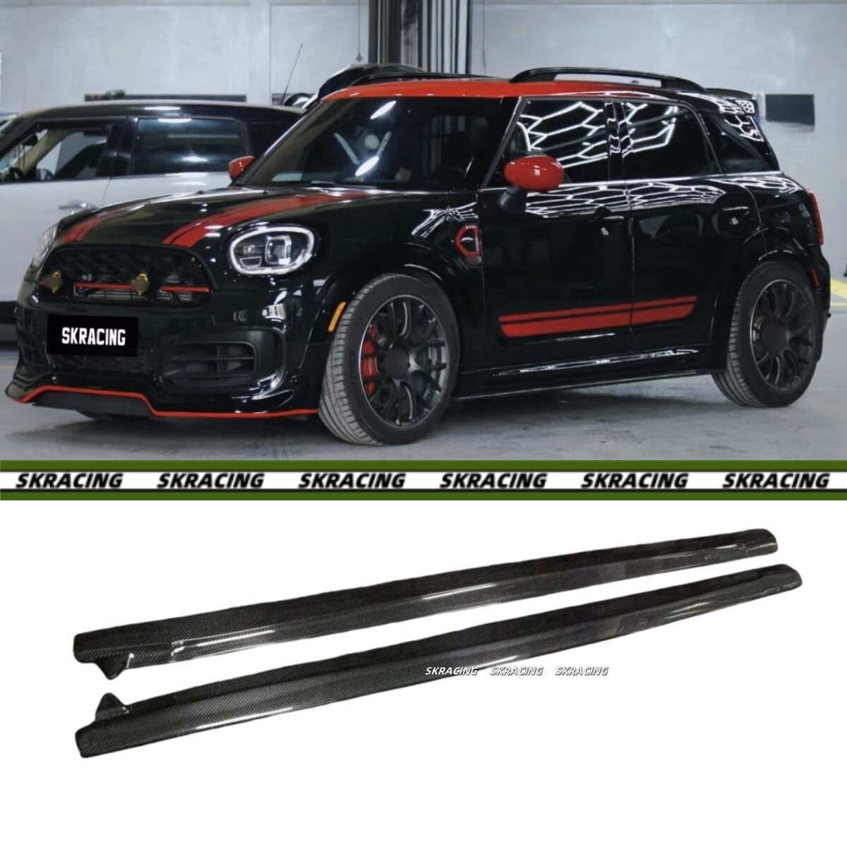 Carbon Side Skirts Extension Spoiler Fits Mini Cooper Countryman 