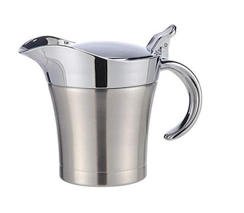 Stainless Steel Double Insulated Gravy Boat With Hinged Lid 16 Oz / 450ml - Picture 2 of 7