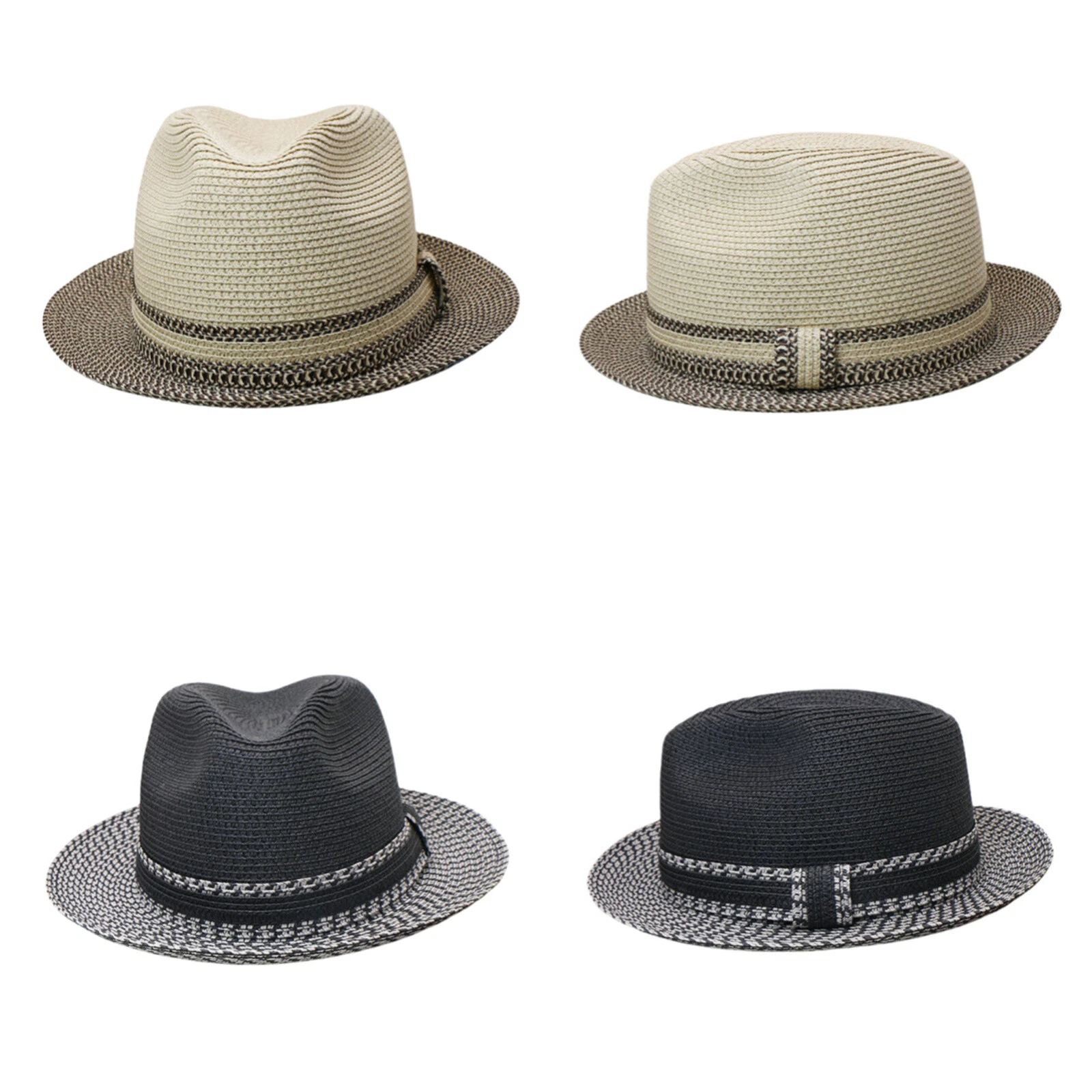 Fedora Straw Sun Hat for Men Women Panama Summer Beach Hat Western Cowboy Hat
