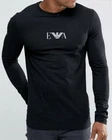 Emporio Armani Mens HNH05 Black T-Shirt, Size M*L*XL*XXL Long Sleeve