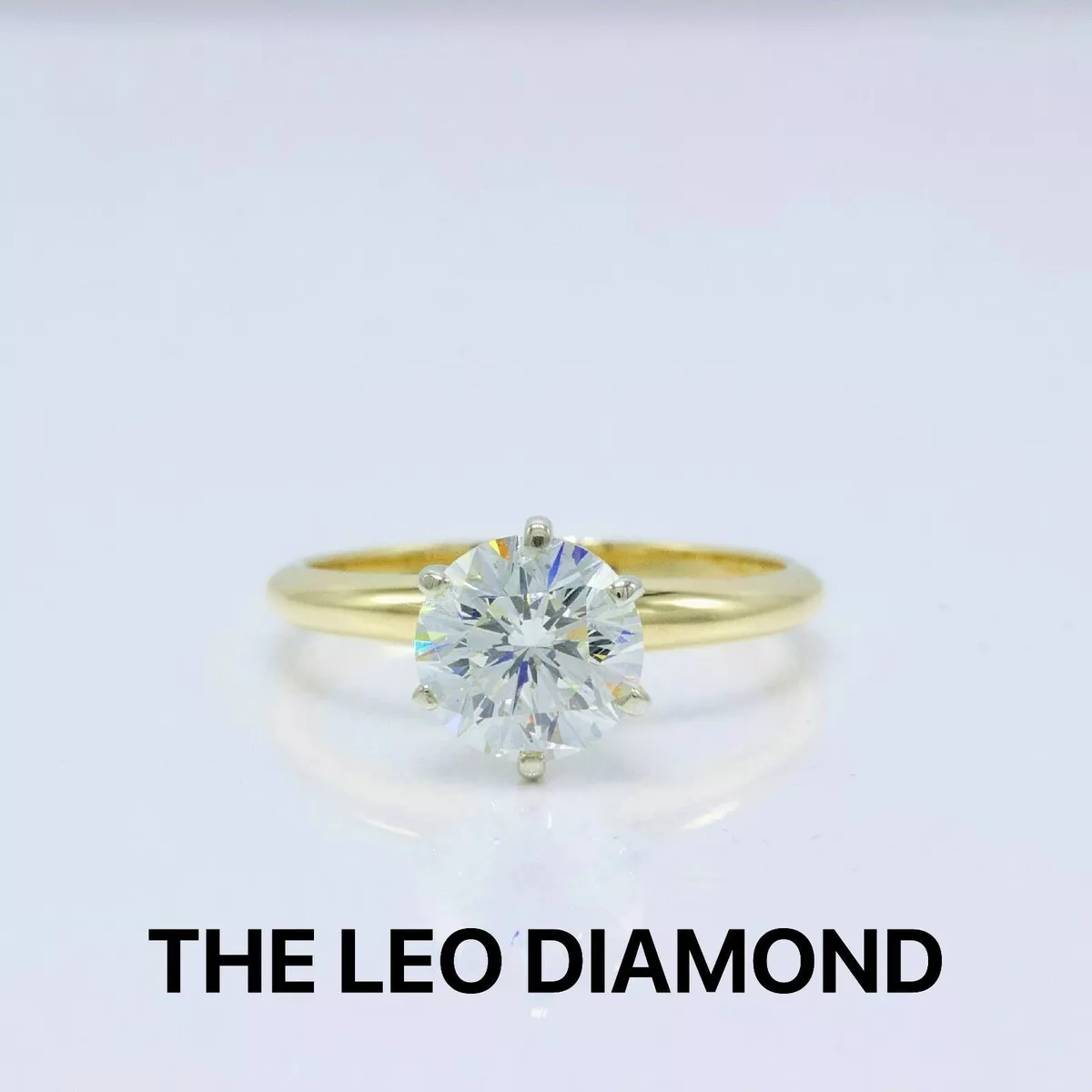 Leo Diamond Engagement Ring Round 1.57 cts I VS2 in 14K Yellow