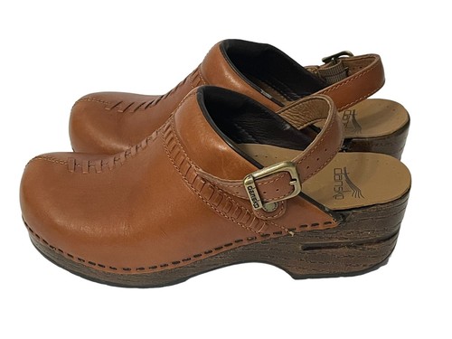 Zoccoli Dansko in pelle marrone intrecciati donna comodi senza schienale cinturino tacco 37 6,5 - Foto 9 di 17