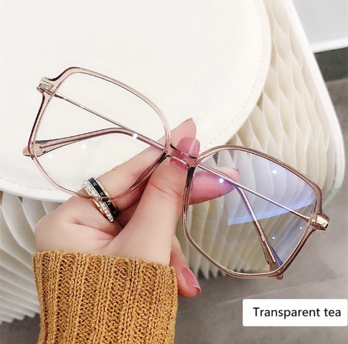 Anti Blue Glasses Transparent | Ladies/Girls Retro Eyeglass| Large Frame Glasses - Picture 10 of 12