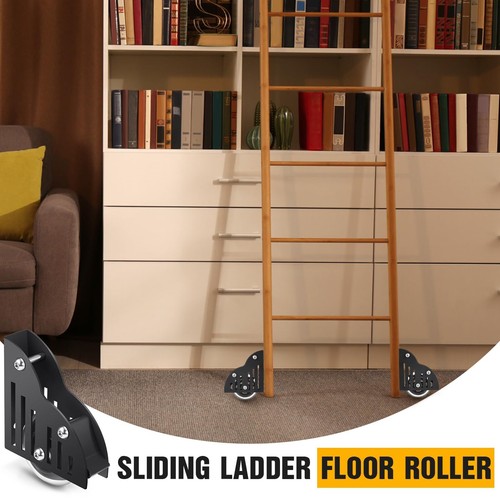 2 Pcs Sliding Library Ladder Floor Roller with Brake Movable Rolling Stepladd... - Picture 6 of 7
