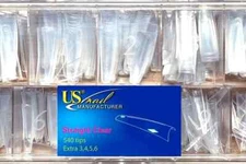 USN Nail Manufacturer - Straight Clear Nail Tips Box 540 Tips ON SALE* New shape