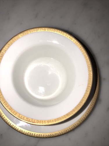 J Poyat For Limoges Gold Rimmed Custard Dish And Saucer - Picture 2 of 9