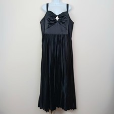 City Chic Satin Rhinestone Embellished Sleeveless Pleated Maxi Dress Black XL 22