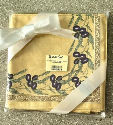 Vent Du Sud France Set Of 6  Brand New Yellow Olives Cloth Napkins  Size: 18  Sq
