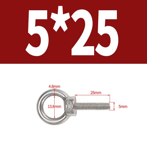 M3 M4 M5 M6 M8 Lifting Eye Bolts Thread Longshank 9mm - 200mm A2 Stainless Steel - Picture 31 of 63