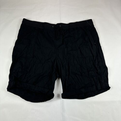 Avenue Poplin Pull On Shorts Womens 20 Black Stretch Comfort Elastic Waist NEW