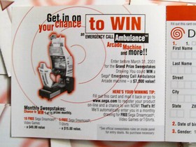 Play to Win Registration Card for Sega Dreamcast - Complete your Game!