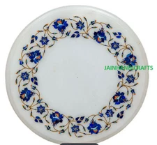 18'' white Marble Table Top center Coffee malachite Inlay decor mosaic design