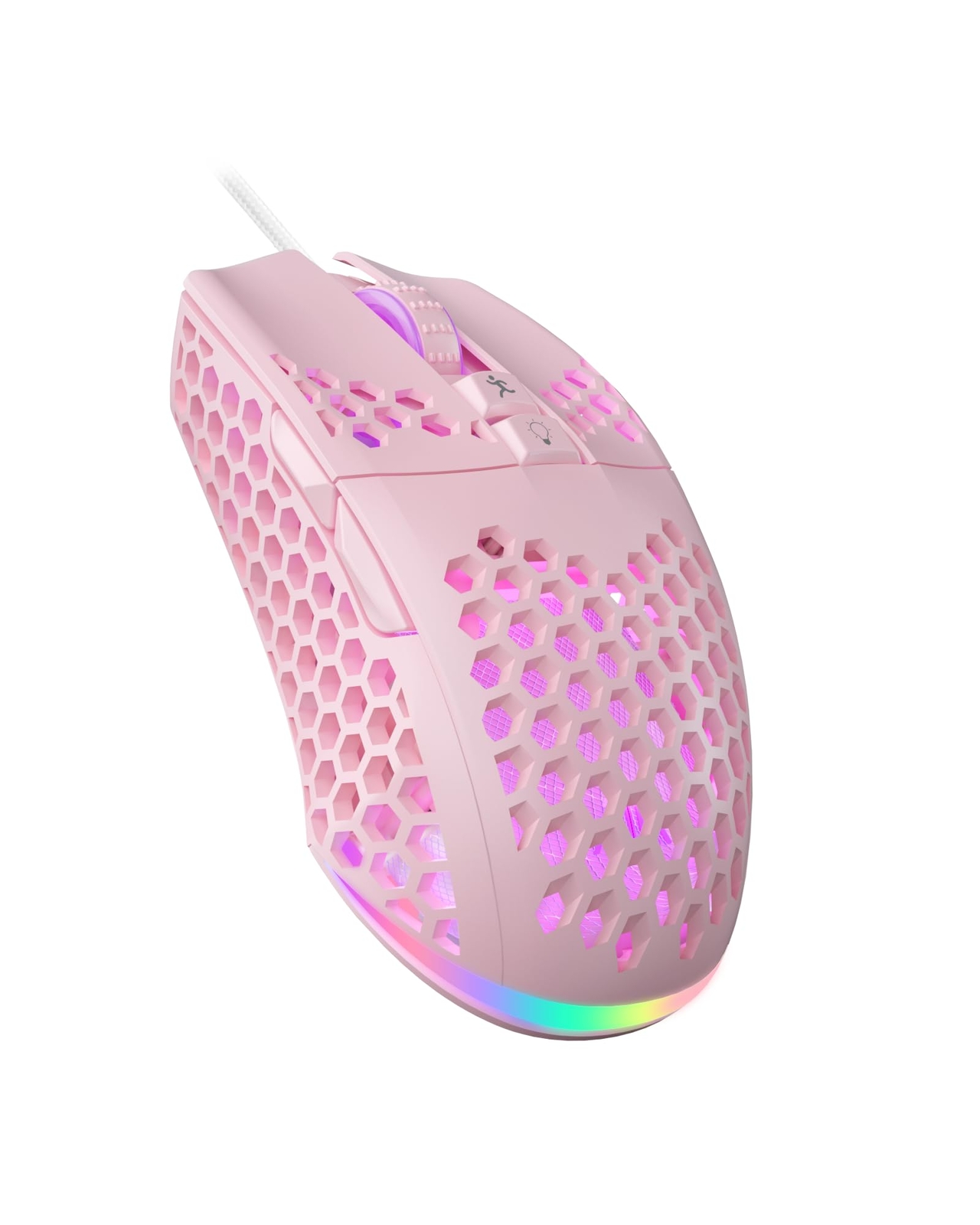 SM900 Pink Wired Gaming Mouse with Honeycomb Shell12800 DPI7 Programmable But...