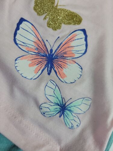 Carter's Baby Girl's Pink/Aqua Butterflies Print Shorts Set Size 12M NEW - Picture 3 of 8