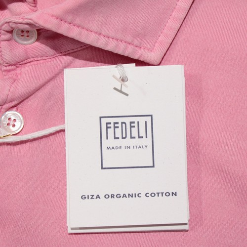 Fedeli NWT Short Sleeve Polo Shirt Size 52 US Large in Solid Pink 100% Cotton - Picture 2 of 11
