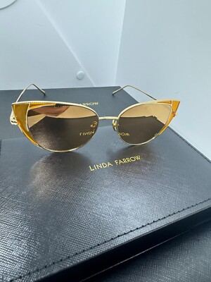 Linda Farrow Cat Eye Sunglasses  LFL855C4SUN Bronze MRSP $1,165 NWB
