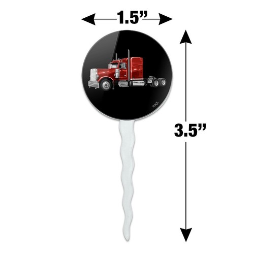 Semi Tractor Trailer Truck Trucker Cupcake Picks Toppers Decoration Set of 6 - Picture 6 of 7