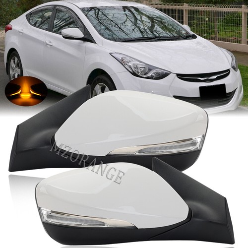 Pair Left+Right Side View Mirror For Hyundai Elantra 2011-2013 White Heated 6Pin - Picture 1 of 14