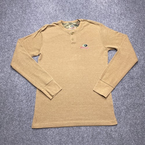 Mossy Oak Shirt Mens Small Brown Thermal Waffle Knit Outdoor Hunting