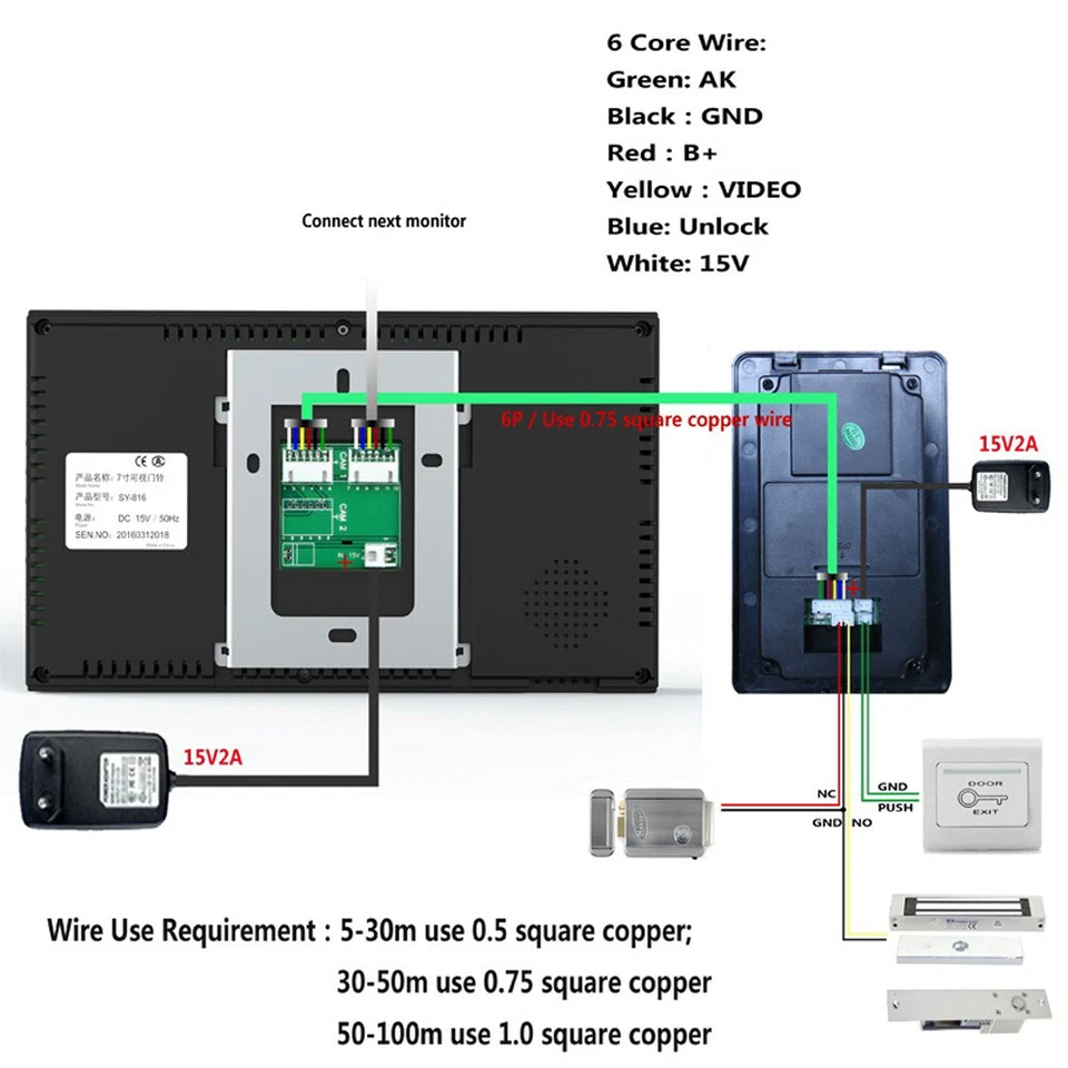 7" Monitor Video Door Phone Doorbell Intercom Home Entry Security System Camera - Image 4 of 4