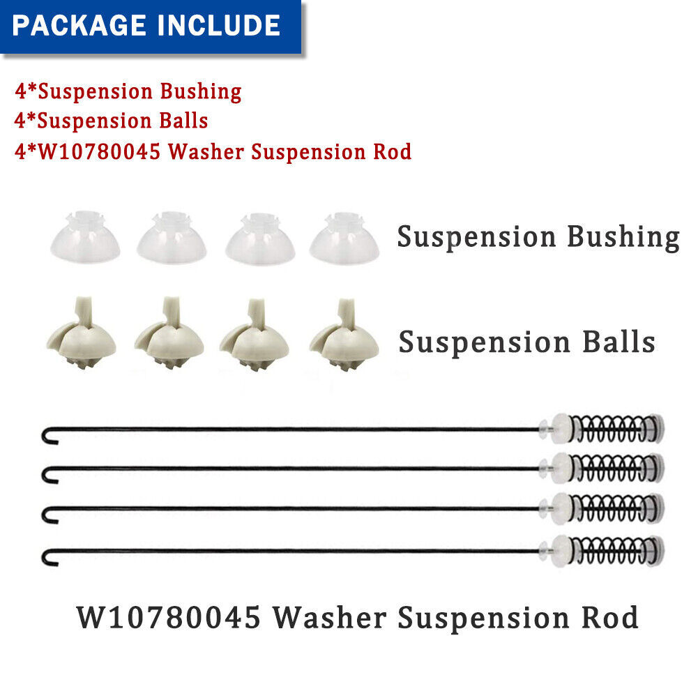 W10780045 W10821956 Washer Suspension Rod Kit 4Pack For Whirlpool Kenmore Maytag