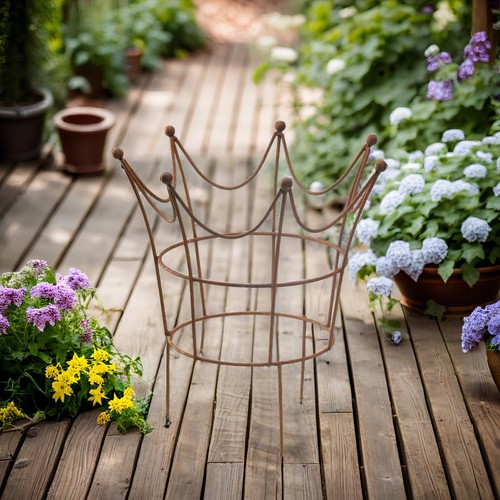 Rankhilfe Krone Rankgerüst aus Metall mit Edelrost  Staudenhalter  in 3 Größen - Bild 3 von 11