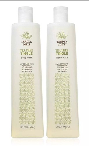 2-Pack Trader Joes Tea Tree Tingle Body Wash Peppermint & Eucalyptus 32oz total