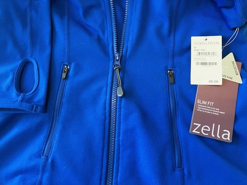 NWT Zella Contour Fit Jacket Medium Full Zip Blue Reflective Gym Yoga New - Picture 4 of 6