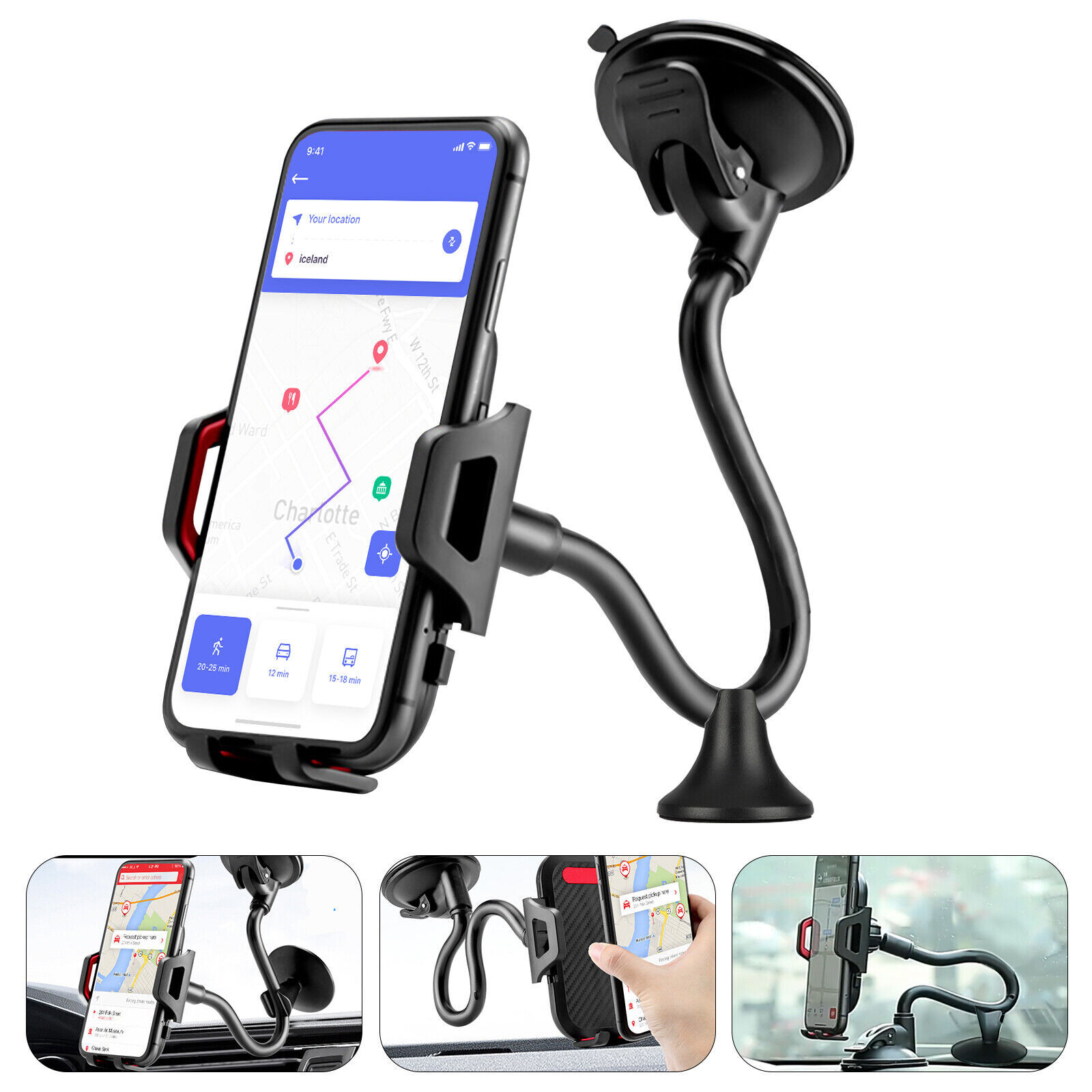 360&deg; Car Windshield Mount Cradle Holder Stand For iPhone Mobile Cell Phone GPS
