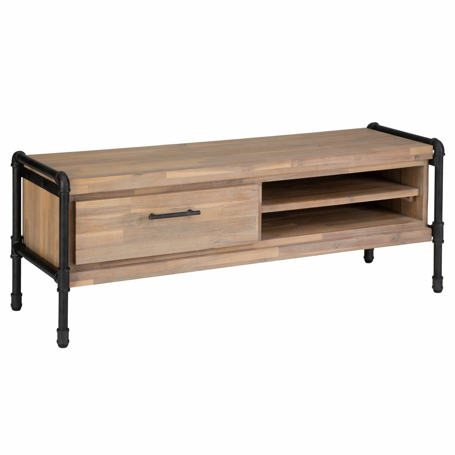 Meuble TV industriel Atmosphera Siam en métal et bois marron de 130 cm