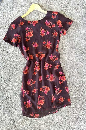 VTG 80s 90s Laura Ashley 100% Silk Dress Plum Floral Fairy Streetwear Romantic