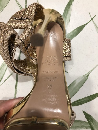 Casadei scarpe donna dècolletè pelle Oro con tacchi alti e plateau 37 - Foto 8 di 8