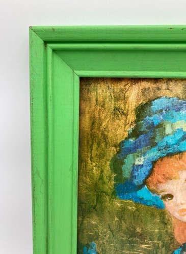 MCM Big Eyed Girl Maio Print in Bright Green Pop Art Frame - Picture 4 of 6
