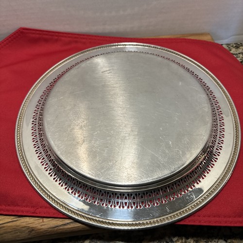 Vintage Wm Rogers #170 Silverplate 12 1/4" Round Serving Tray with Decorative Pi - Picture 5 of 5