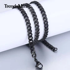 Men's Black Stainless Steel Cuban Necklace Curb Chain 3/5/7/9/11mm Wide Jewelry