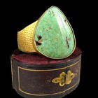 Antique Vintage Native Hopi Sterling Silver Gold Wash Turquoise Bracelet 65g